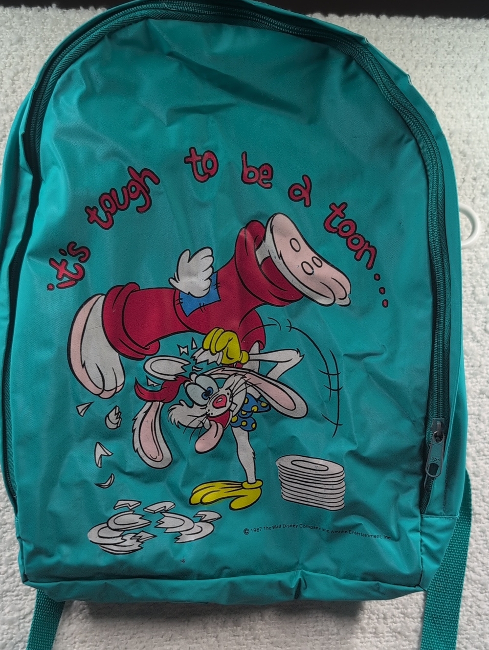 VTG 1987 Who Framed Roger Rabbit nylon backpack teal